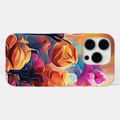 フローラ抽象芸術アートオレンジレッドブルー花 Case-Mate iPhoneケース (裏面 (横))