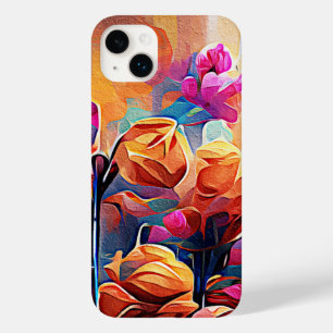 フローラ抽象芸術アートオレンジレッドブルー花 Case-Mate iPhone 14 PLUSケース