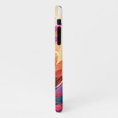 フローラ抽象芸術アートオレンジレッドブルー花 iPhoneケース (左側)