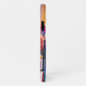 フローラ抽象芸術アートオレンジレッドブルー花 iPhoneケース (右側)