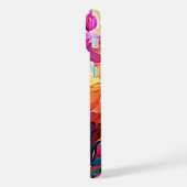 フローラ抽象芸術アートオレンジレッドブルー花 iPhoneケース (左側面)