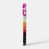 フローラ抽象芸術アートオレンジレッドブルー花 iPhone 15ケース (左側面)