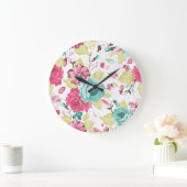 フローラ抽象芸術エレガンスシームレスな背景。 ラージ壁時計 (ホーム)