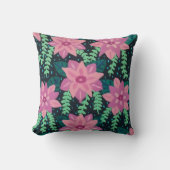 フローラ抽象芸術オン黒 クッション (正面)