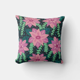 フローラ抽象芸術オン黒 クッション