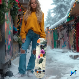 フローラ抽象芸術グリッドスケートデッキ スケートボード