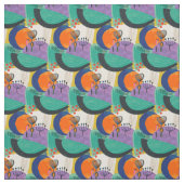 フローラ抽象芸術ティール（緑がかった色）紫色パターン ファブリック (見本)