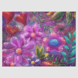 フローラ抽象芸術ピンク赤紫色の花 薄葉紙