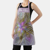 フローラ抽象芸術フラクタルとピンクと金ゴールドマ最高のマ エプロン (インサイチュ)