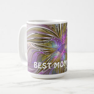 フローラ抽象芸術フラクタルとピンクと金ゴールドマ最高のマ コーヒーマグカップ