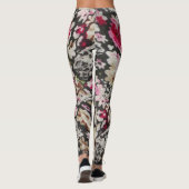 フローラ抽象芸術ブラックとピンクのパターンデザイン レギンス (裏面)