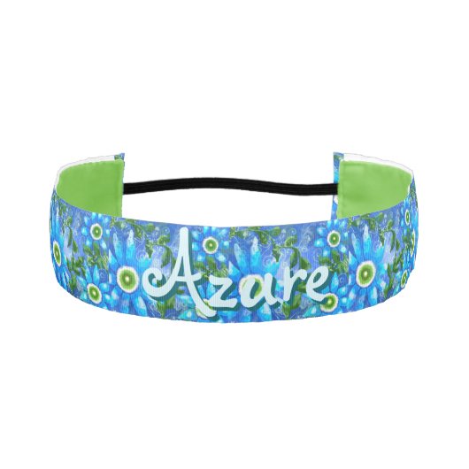 フローラ抽象芸術ブルーグリーンパーソナライズされた花 アスレチックヘッドバンド (正面)