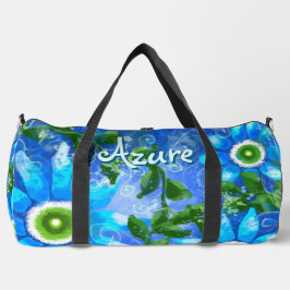 フローラ抽象芸術ブルーグリーンパーソナライズされた花 ダッフルバッグ