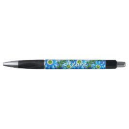 フローラ抽象芸術ブルーグリーンパーソナライズされた花 ボールペン