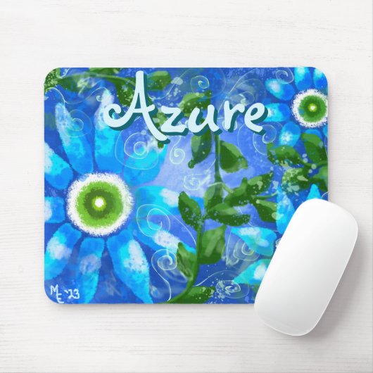 フローラ抽象芸術ブルーグリーンパーソナライズされた花 マウスパッド (マウス)