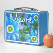 フローラ抽象芸術ブルーグリーンパーソナライズされた花 メタルランチボックス (インサイチュ)