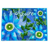 フローラ抽象芸術ブルーグリーンパーソナライズされた花 ラージペーパーバッグ (正面)