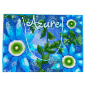 フローラ抽象芸術ブルーグリーンパーソナライズされた花 ラージペーパーバッグ (裏面)