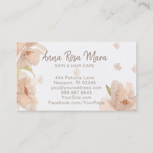*~*フローラ抽象芸術ベージュピーチソフトウォーター色 名刺 (裏面)
