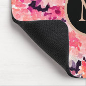 フローラ抽象芸術モノグラムピンクの水色 マウスパッド (コーナー)