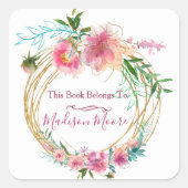 フローラ抽象芸術リース手入力蔵書票 スクエアシール (正面)