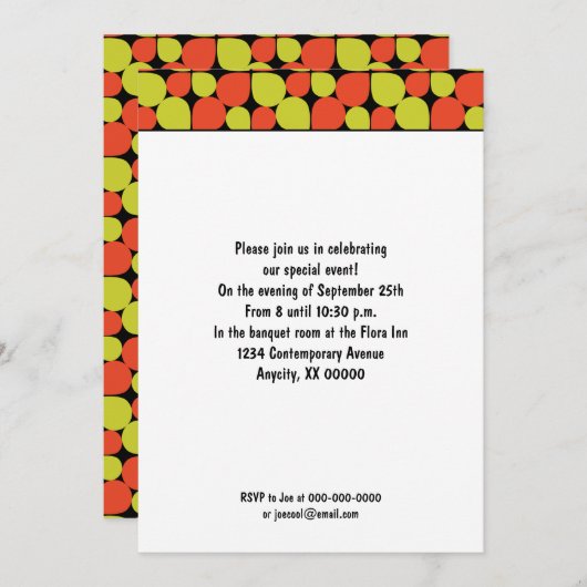 フローラ抽象芸術レトロパターンイベント 招待状 (正面/裏面)