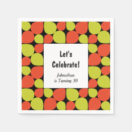 フローラ抽象芸術レトロパターンカスタム誕生日 スタンダードカクテルナプキン