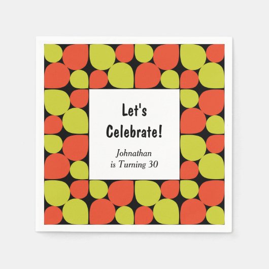 フローラ抽象芸術レトロパターンカスタム誕生日 スタンダードカクテルナプキン (正面)