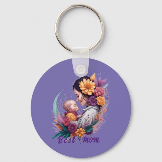 フローラ抽象芸術最高のヴィンテージママ キーホルダー (正面)