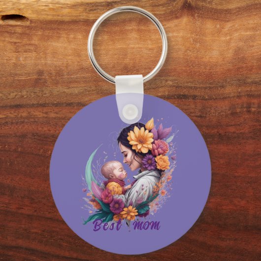 フローラ抽象芸術最高のヴィンテージママ キーホルダー (正面)