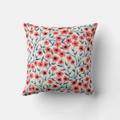 フローラ抽象芸術：ブルーミングヴィンテージパターン。 クッション (裏面)