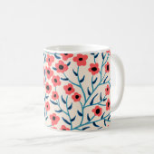 フローラ抽象芸術：ブルーミングヴィンテージパターン。 コーヒーマグカップ (正面右)