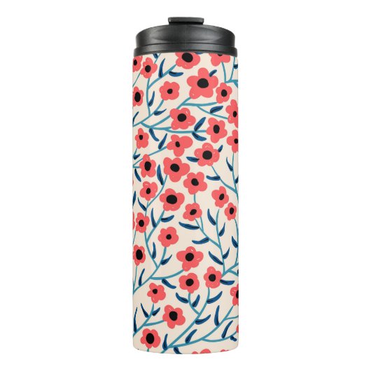 フローラ抽象芸術：ブルーミングヴィンテージパターン。 タンブラー (正面)