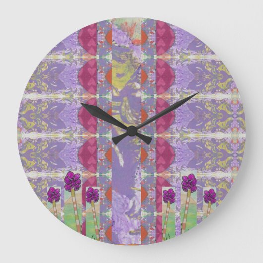 フローラ抽象芸術 ラージ壁時計 (正面)
