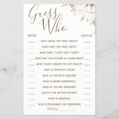 フローラ推測ブライダルシャワーゲームカードフライヤー チラシ (正面)