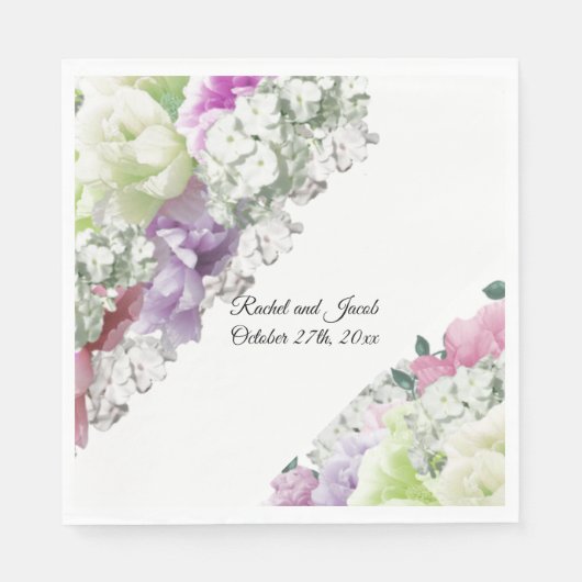 フローラ数々のの紙ナプキンスのカラー結婚ブーケ スタンダードランチョンナプキン (正面)