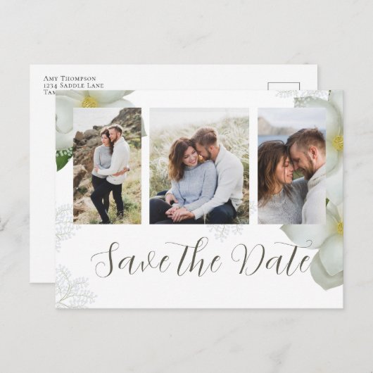 フローラ数々のコラージュ書道マグノリア ポストカード (正面/裏面)