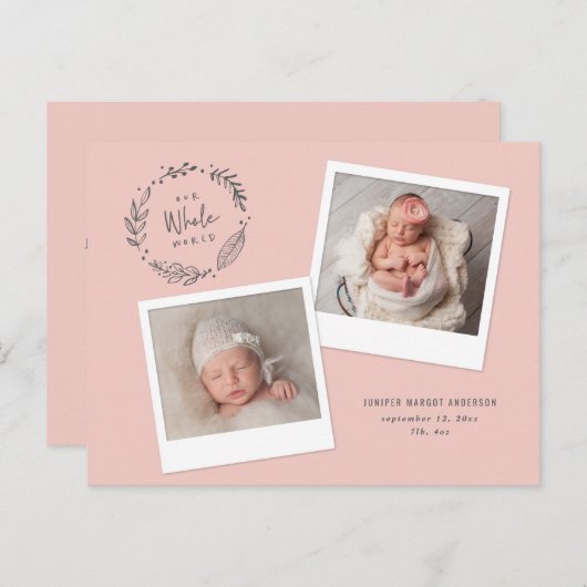 フローラ数々のリース写真の誕生発表 ポストカード (正面/裏面)