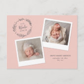 フローラ数々のリース写真の誕生発表 ポストカード (正面)