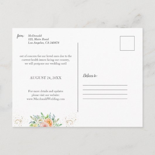 フローラ数々の写救真新しい日付 案内ポストカード (裏面)