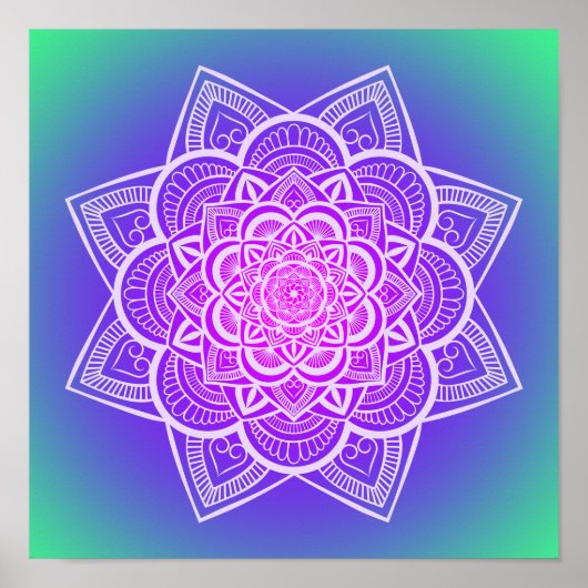フローラ数々の曼荼羅色グラデーションプリント ポスター (正面)