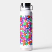 フローラ数々の色の花スケッチ模様 ウォーターボトル (背面)
