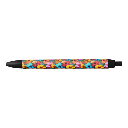 フローラ数々の色の花パターン–36355 黒ボールペン (正面)