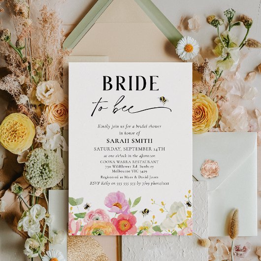 フローラ数々の色の花嫁へビーブライダルシャワー 招待状