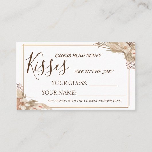 フローラ数キスブライダルシャワーカードゲーム プレイスカード (正面)