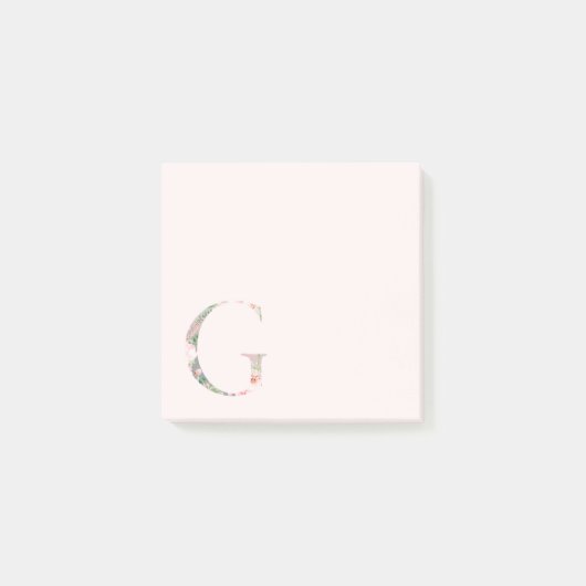フローラ文字「G」モノグラム注記 ポストイット (正面)