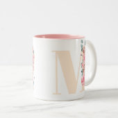 フローラ文字「M」 ツートーンマグカップ (正面右)