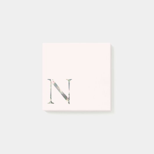 フローラ文字「N」モノグラム注記 ポストイット (正面)