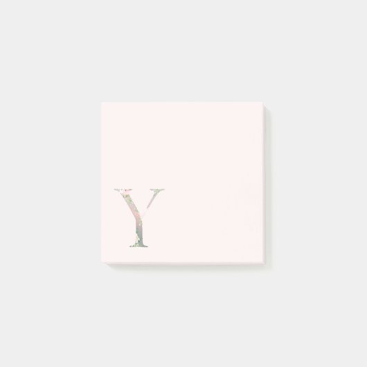 フローラ文字「Y」モノグラム注記 ポストイット (正面)