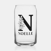 フローラ文字Nモノグラムと名パーソナライズされた前 ガラス缶 (正面)